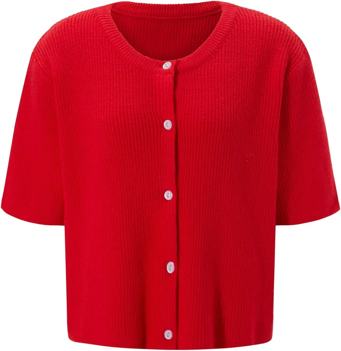 Women Short Sleeve Cardigans Sweater Drop Shoulder Button Down Chunky Knit Tops Y2K Lightweight Oversized Outwear