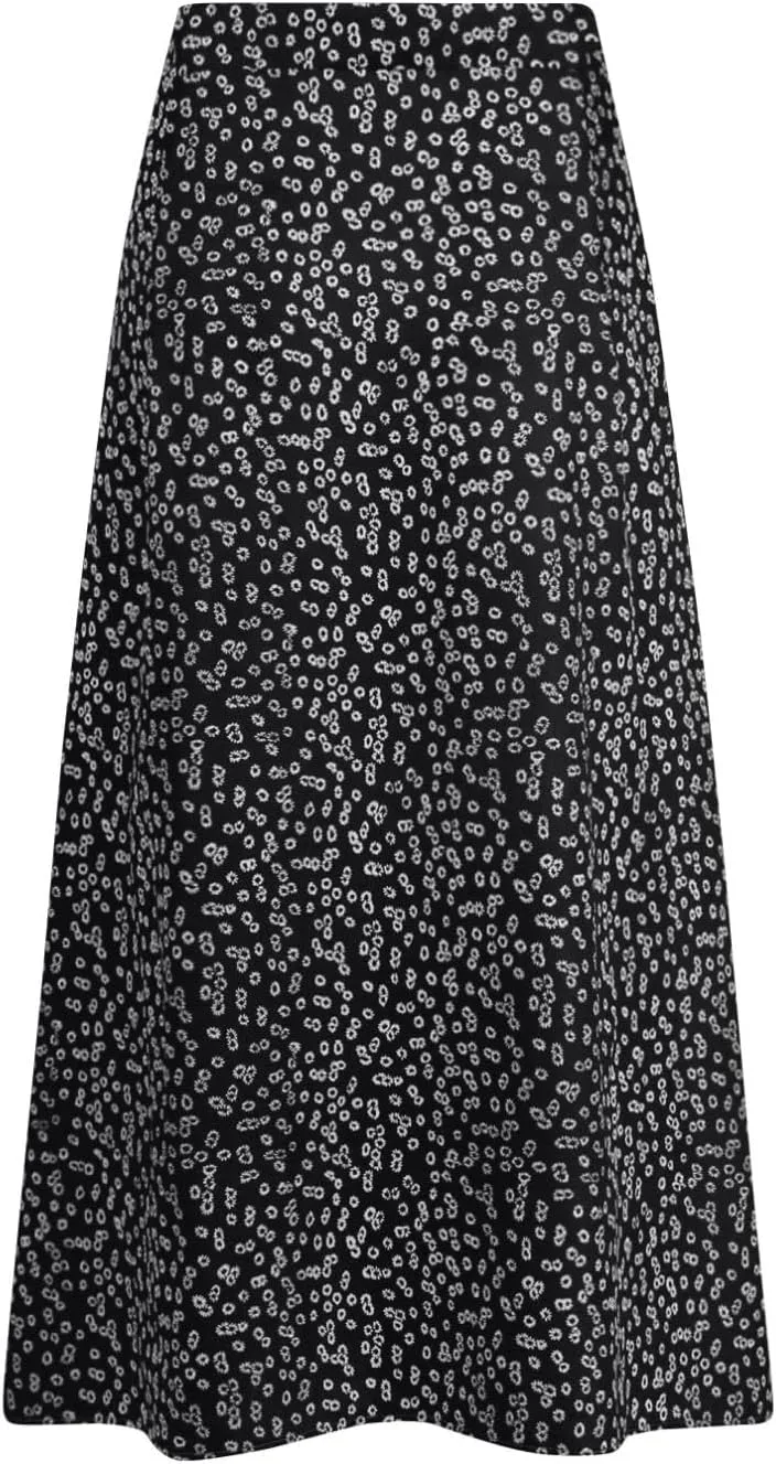 Womens 2024 Summer High Waisted Flowy Slit Midi Skirts Casual Lightweight Boho Floral Beach Skirt