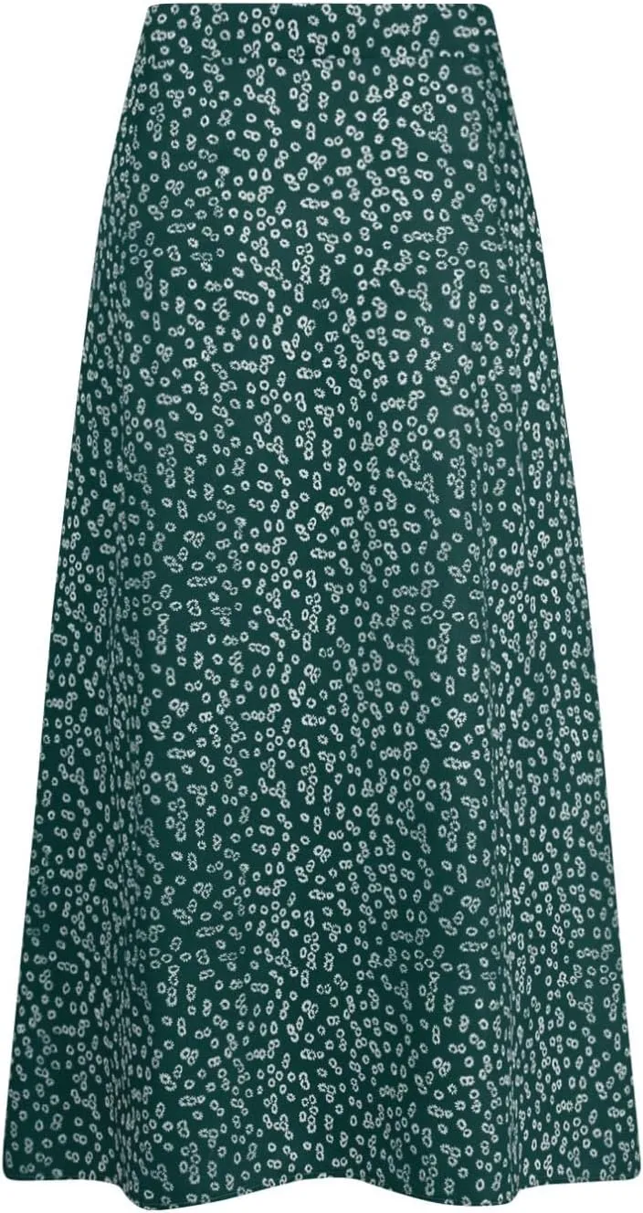 Womens 2024 Summer High Waisted Flowy Slit Midi Skirts Casual Lightweight Boho Floral Beach Skirt