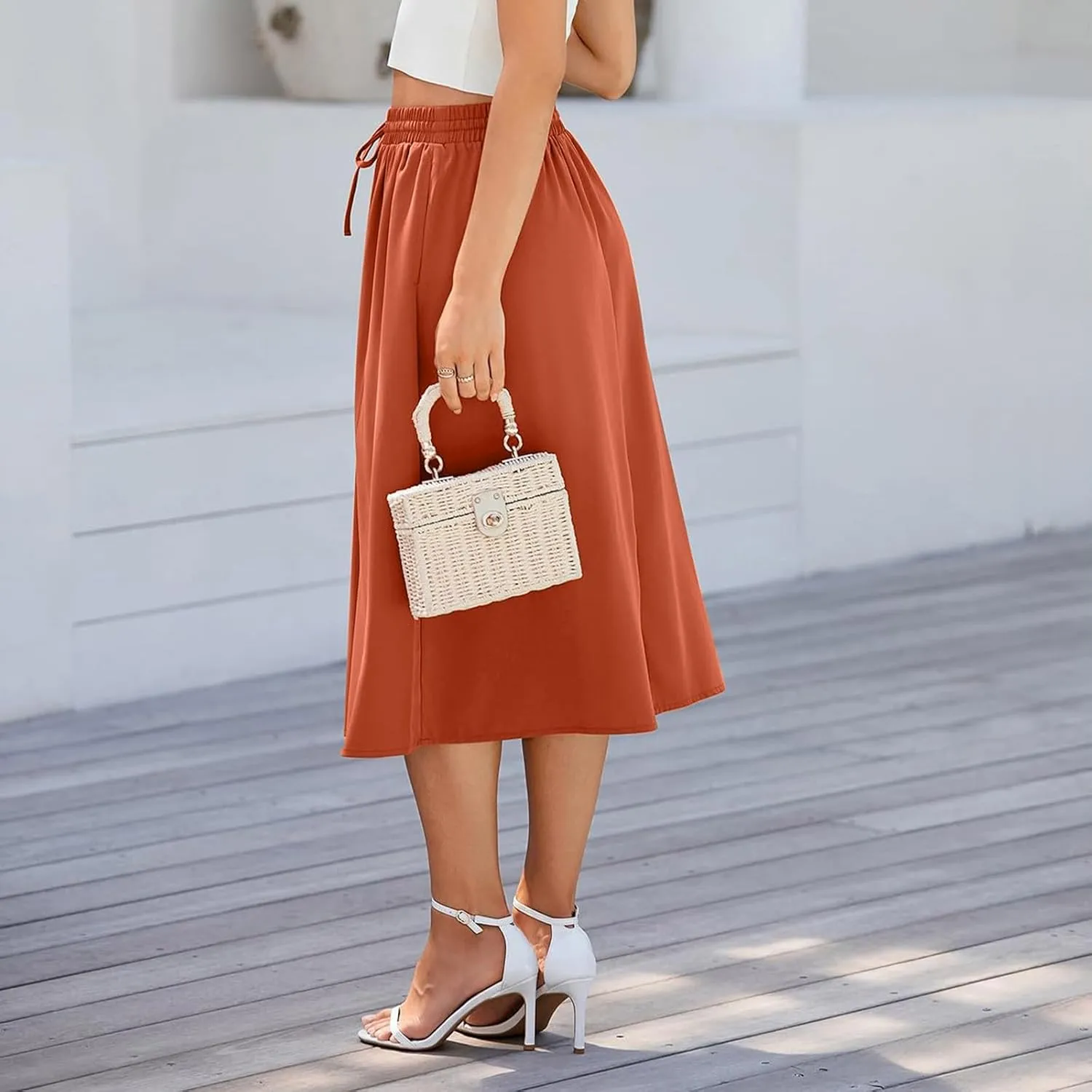 Women's Beach Vacation Clothes Casual Loose Trendy Elastic High Waist Floral Print Bohemian Maxi Skirts 2025, S-2XL
