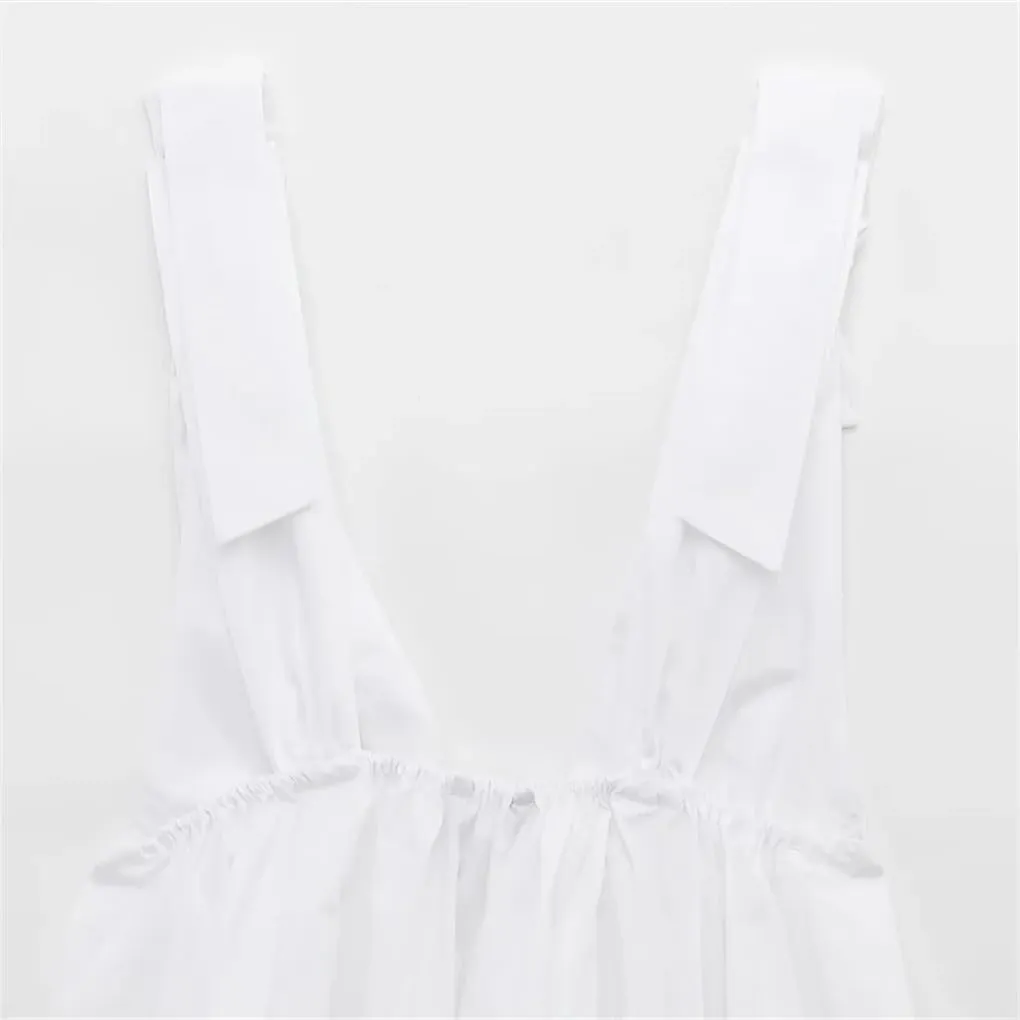 Women's Bow V Neck Solid Color Camisole Top