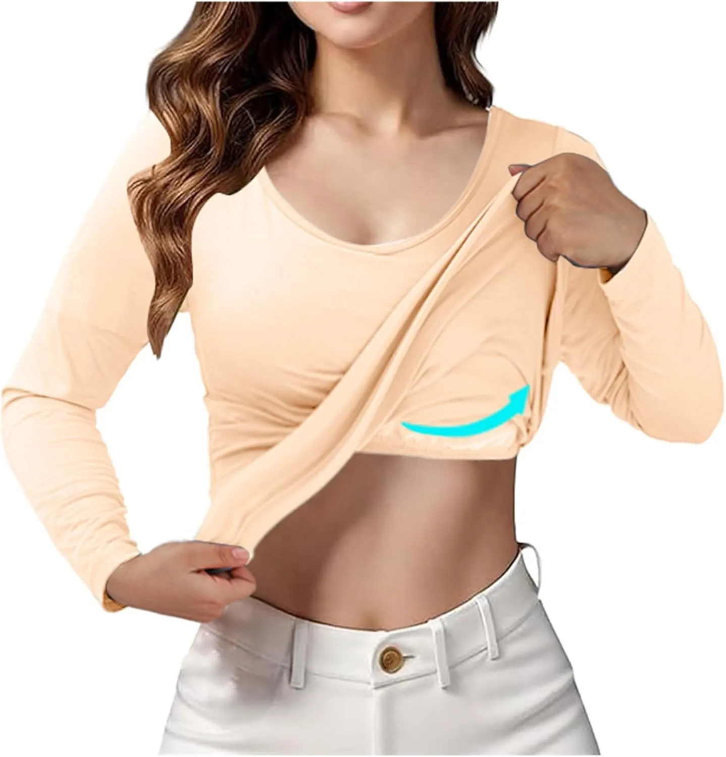 Womens Built-in Bra T-Shirt Padded Solid Color Long Sleeve Built in Bra Underwear Shirt Modal Sports Bra Workout Tops