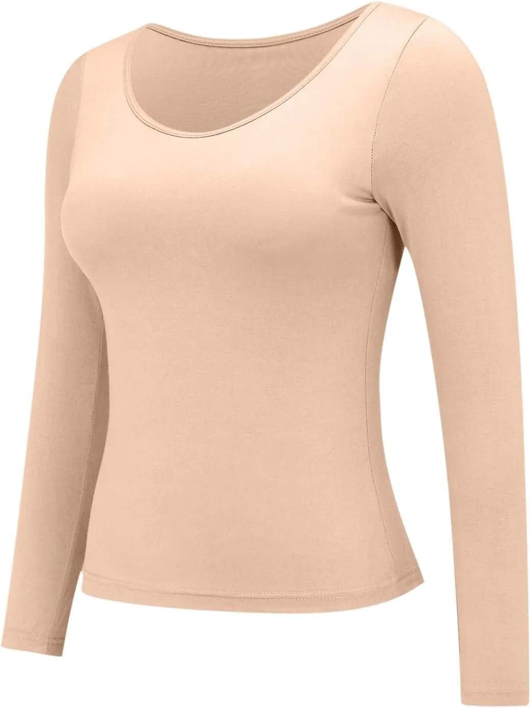Womens Built-in Bra T-Shirt Padded Solid Color Long Sleeve Built in Bra Underwear Shirt Modal Sports Bra Workout Tops