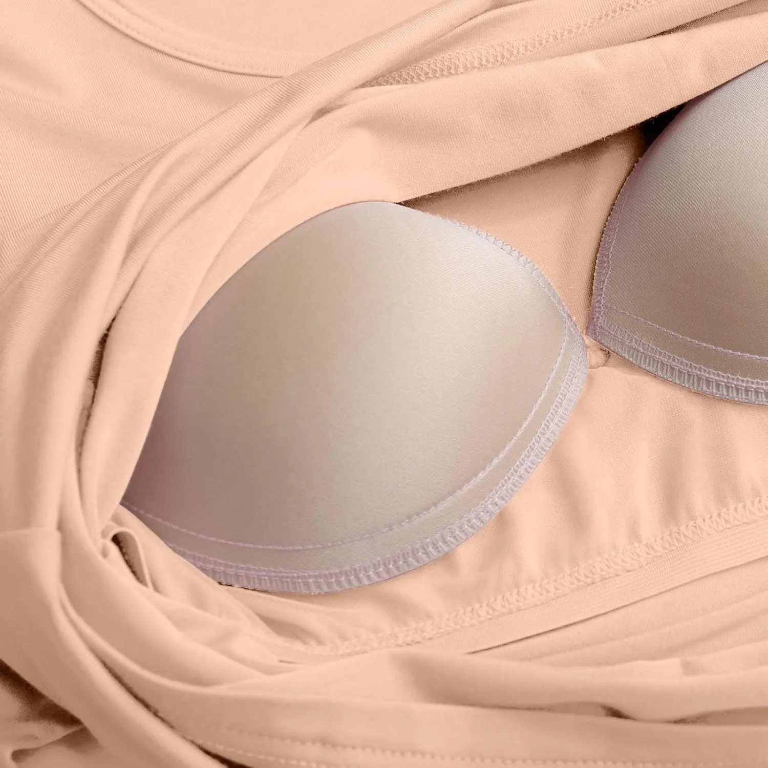 Womens Built-in Bra T-Shirt Padded Solid Color Long Sleeve Built in Bra Underwear Shirt Modal Sports Bra Workout Tops