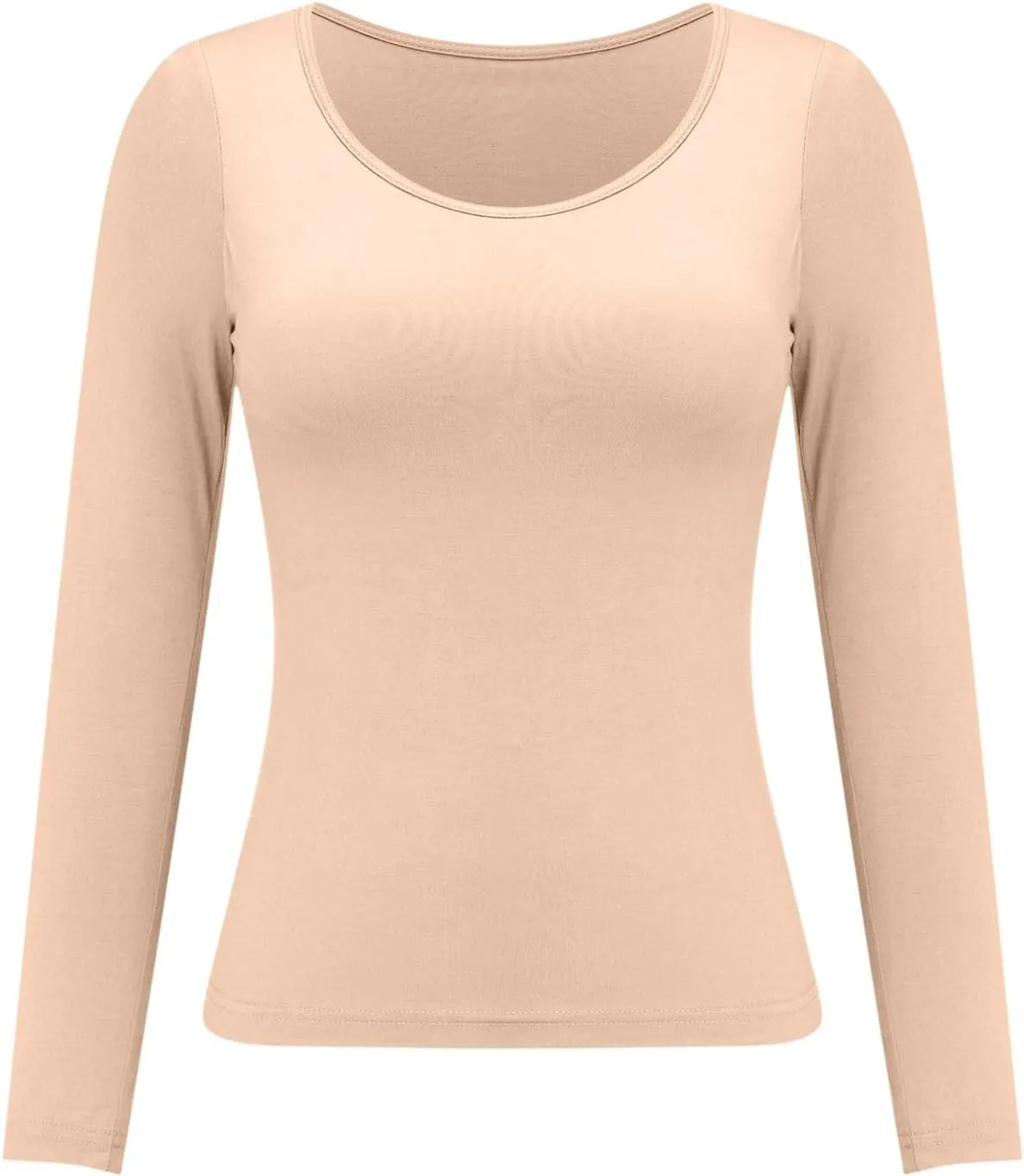 Womens Built-in Bra T-Shirt Padded Solid Color Long Sleeve Built in Bra Underwear Shirt Modal Sports Bra Workout Tops
