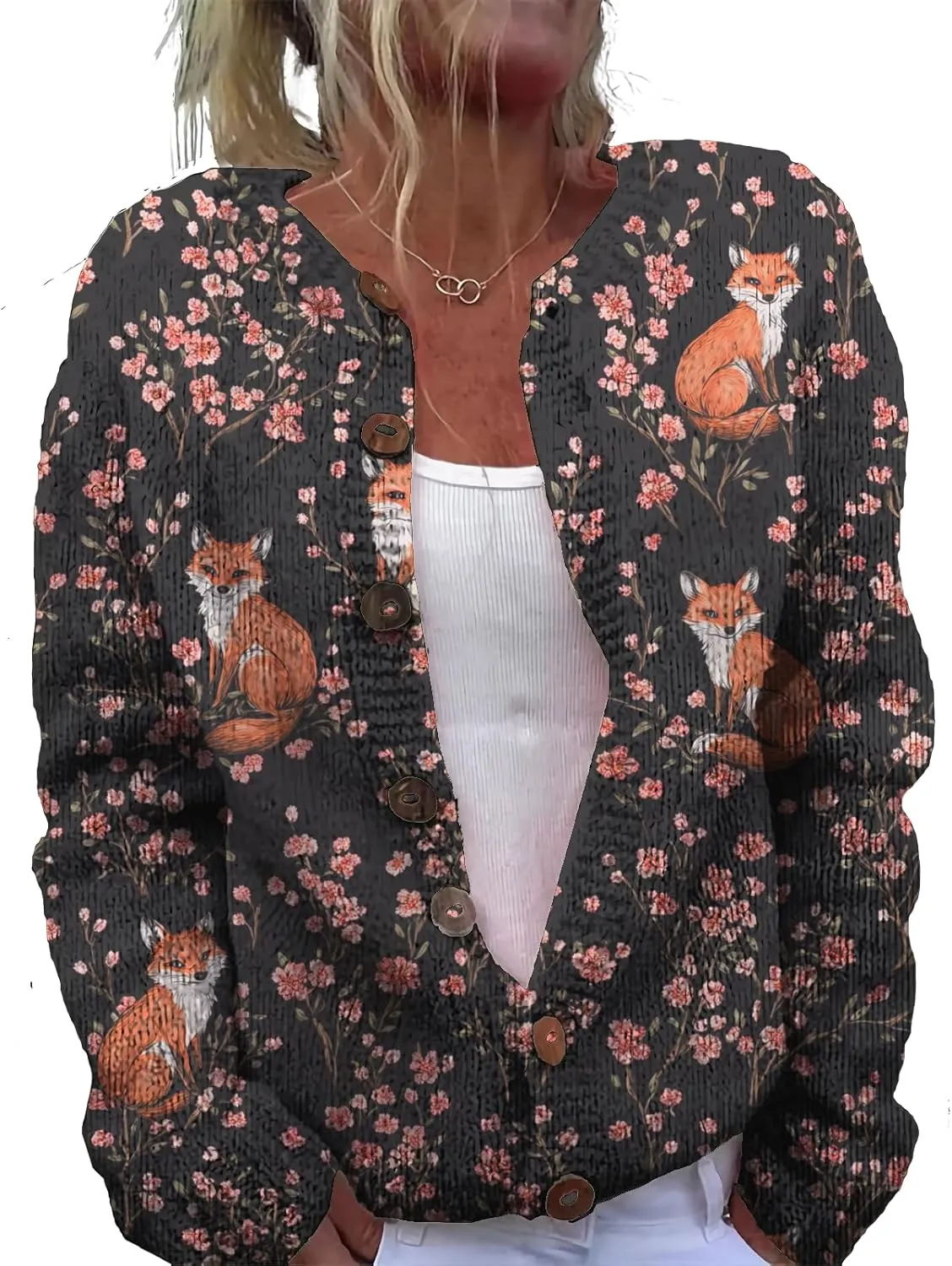 Womens Cardigan Sweater Chunky Plus Size Botton Lightweight Casual Long Sleeve Sweater Winter Fall Tops