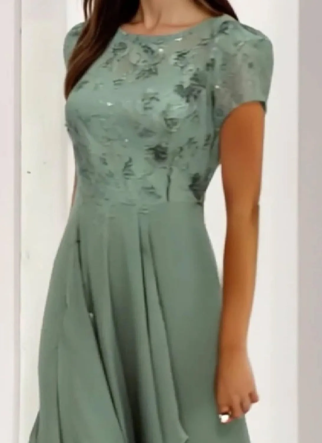 Women's Dresses Floral Print Short Sleeve Round Neck Midi Dress 2025 Summer Elegant Asymmetric Hem Flowy Party Dress