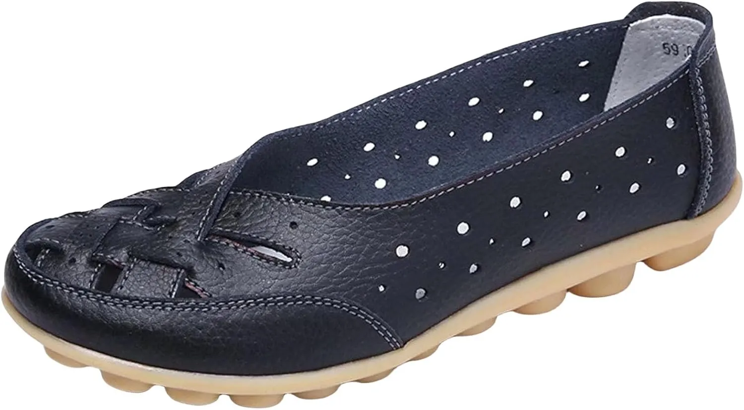 Women's Driving Loafers in Breathable Non Slip Flat Sandals Fashion Cutout Elegant Cute Walking Shoes Ladies Round Toe Dressy Casual Lightweight Outdoor Shoes