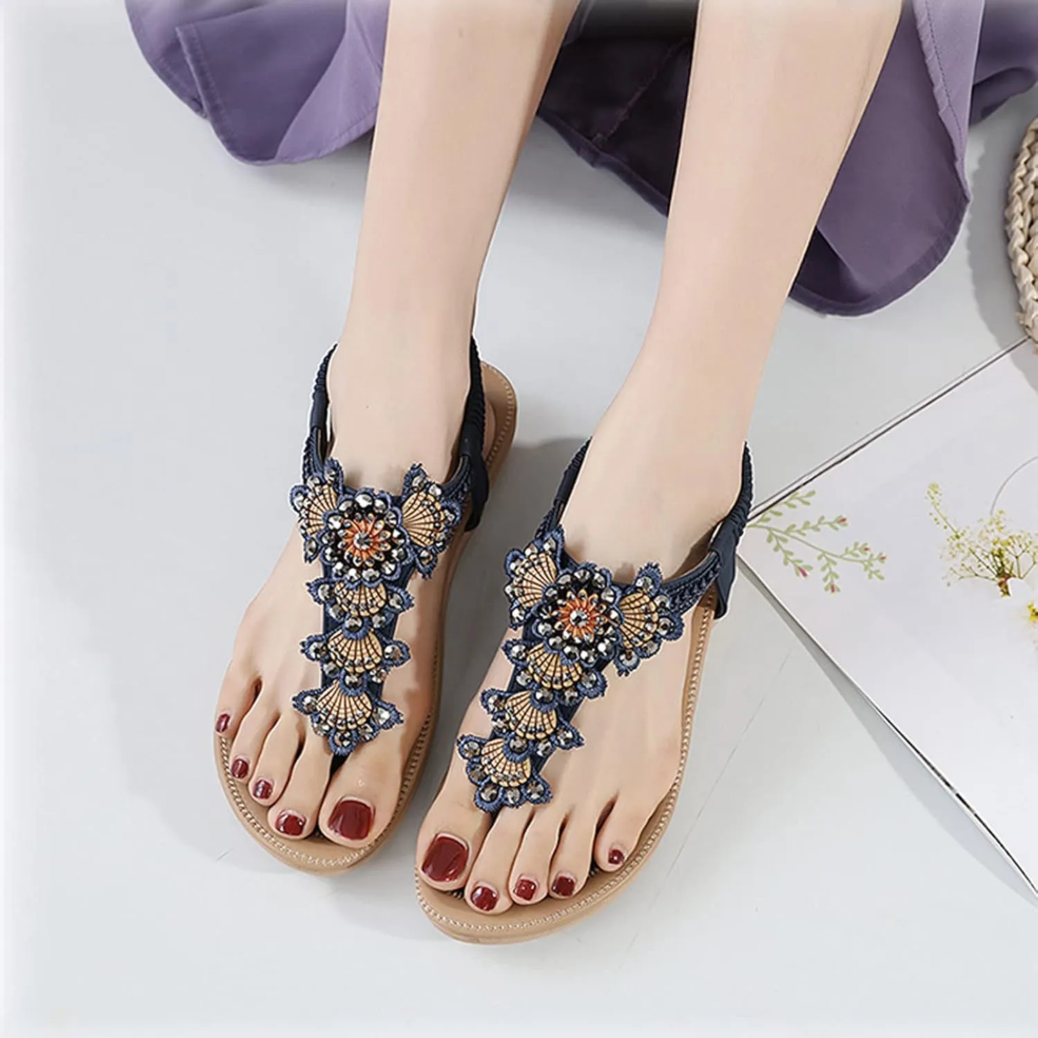 Womens Flip Flops Orthopedic Dress Shoes for Women Boots Walking Sandals Women Sandals Beach Shoes Women Wedge Heels