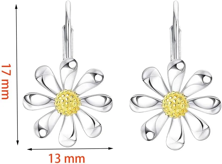 Women's Gold Daisy Flower Earrings White Daisy Small Dangle Earrings Hypoallergenic Daisy Dangle Earrings Jewelry