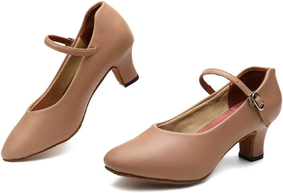 Women's Latin Dance Shoes Closed Toe Salsa Tango Bachata Wedding Ballroom Dancing Shoes,Model FT100