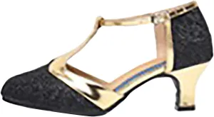 Womens Latin Dance Shoes Sparkle Comfortable Closed Toe Ballroom Salsa Tango Practice Performence Party Dancing Shoes