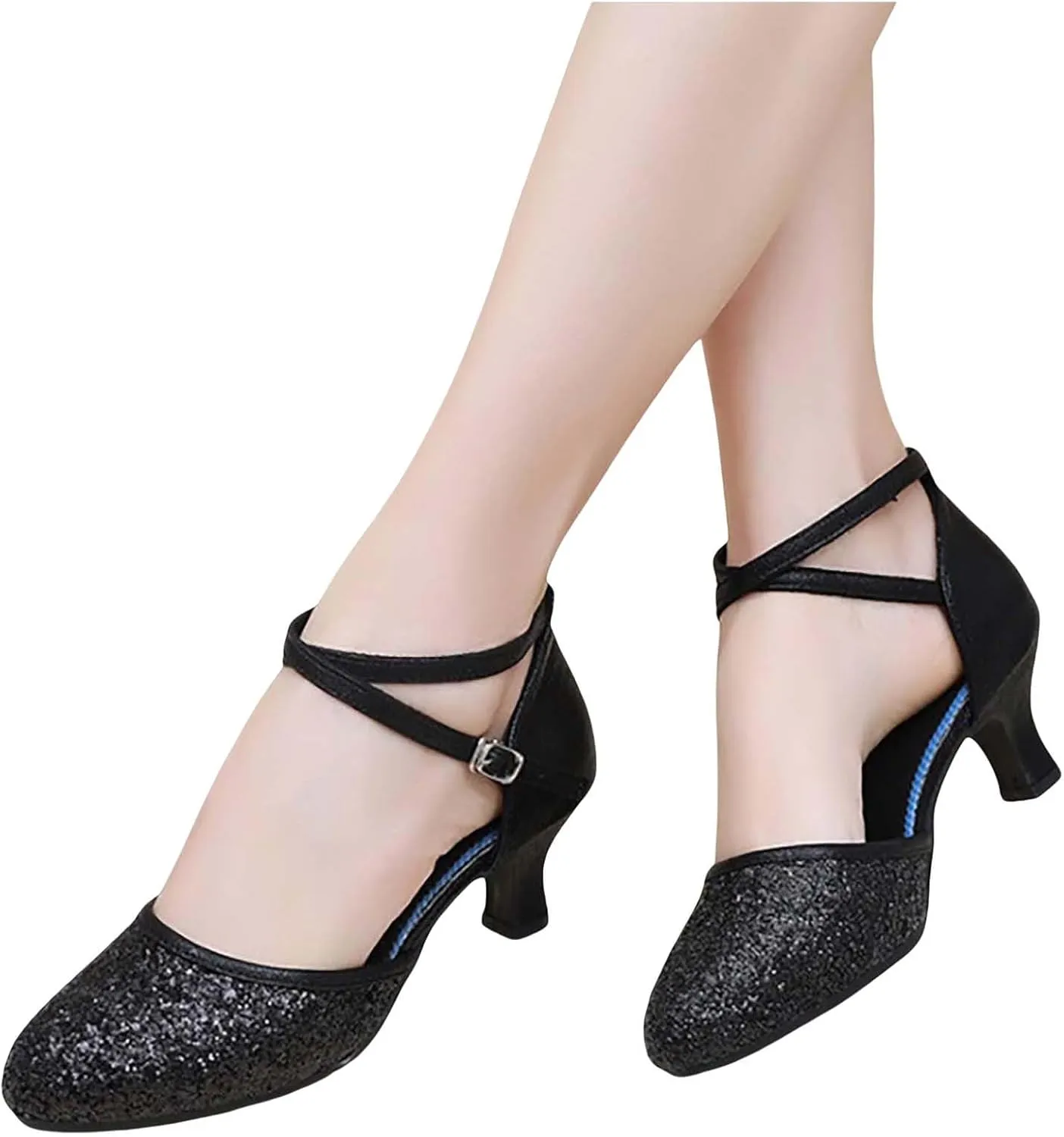 Womens Latin Dance Shoes Sparkle Comfortable Closed Toe Ballroom Salsa Tango Practice Performence Party Dancing Shoes