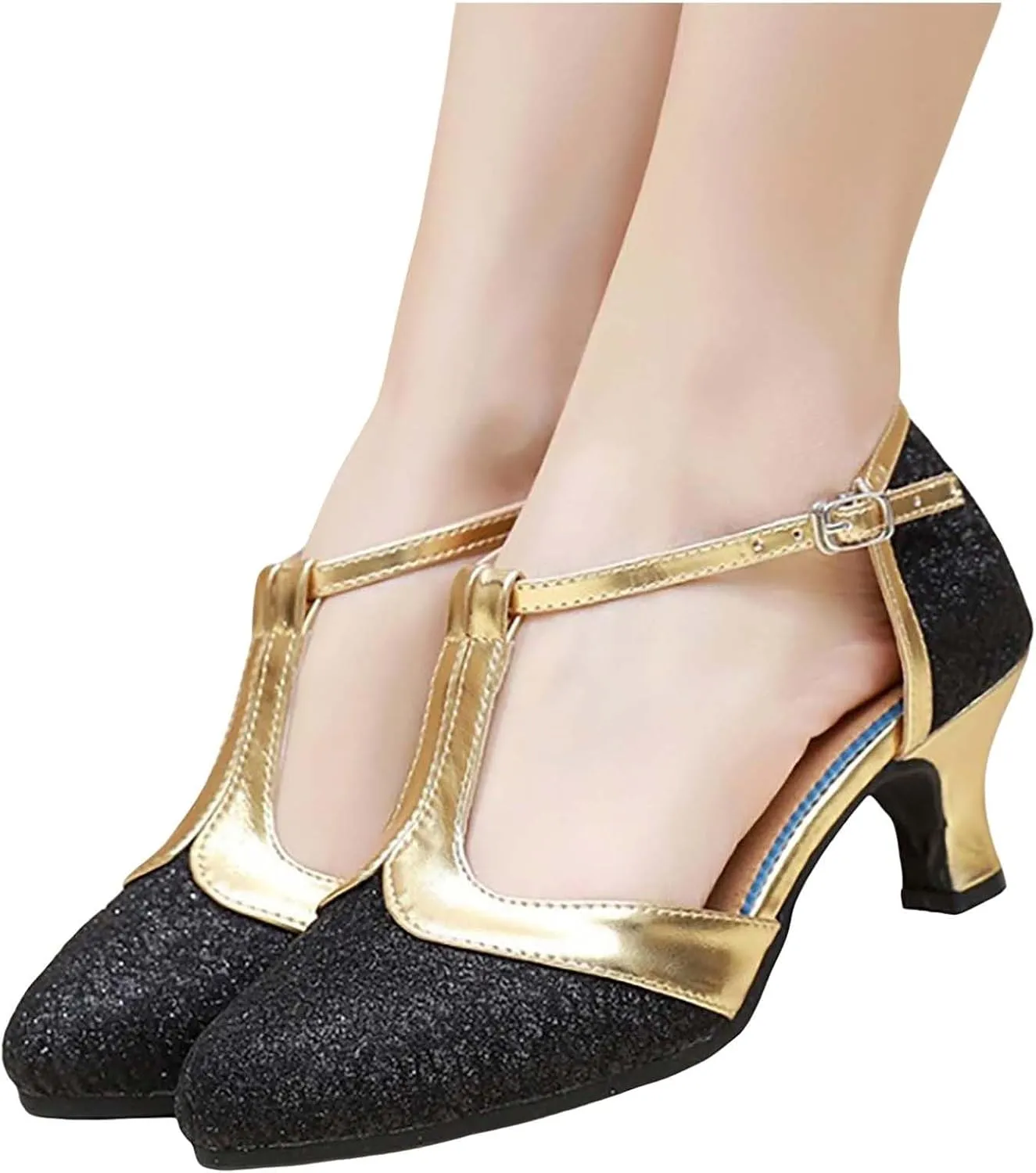 Womens Latin Dance Shoes Sparkle Comfortable Closed Toe Ballroom Salsa Tango Practice Performence Party Dancing Shoes