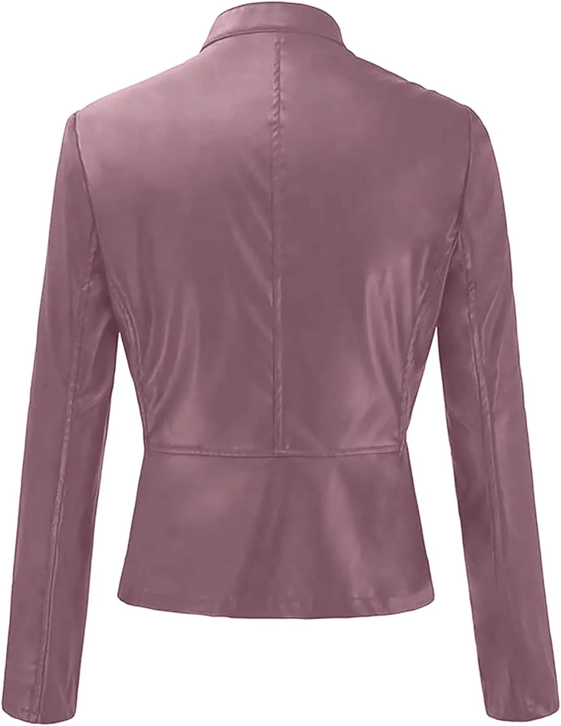 Women's Leather Jackets, Zip Motorcycle Quilted Lightweight Coat Vegan Pu Leather Fashion Outerwear Trench Coat
