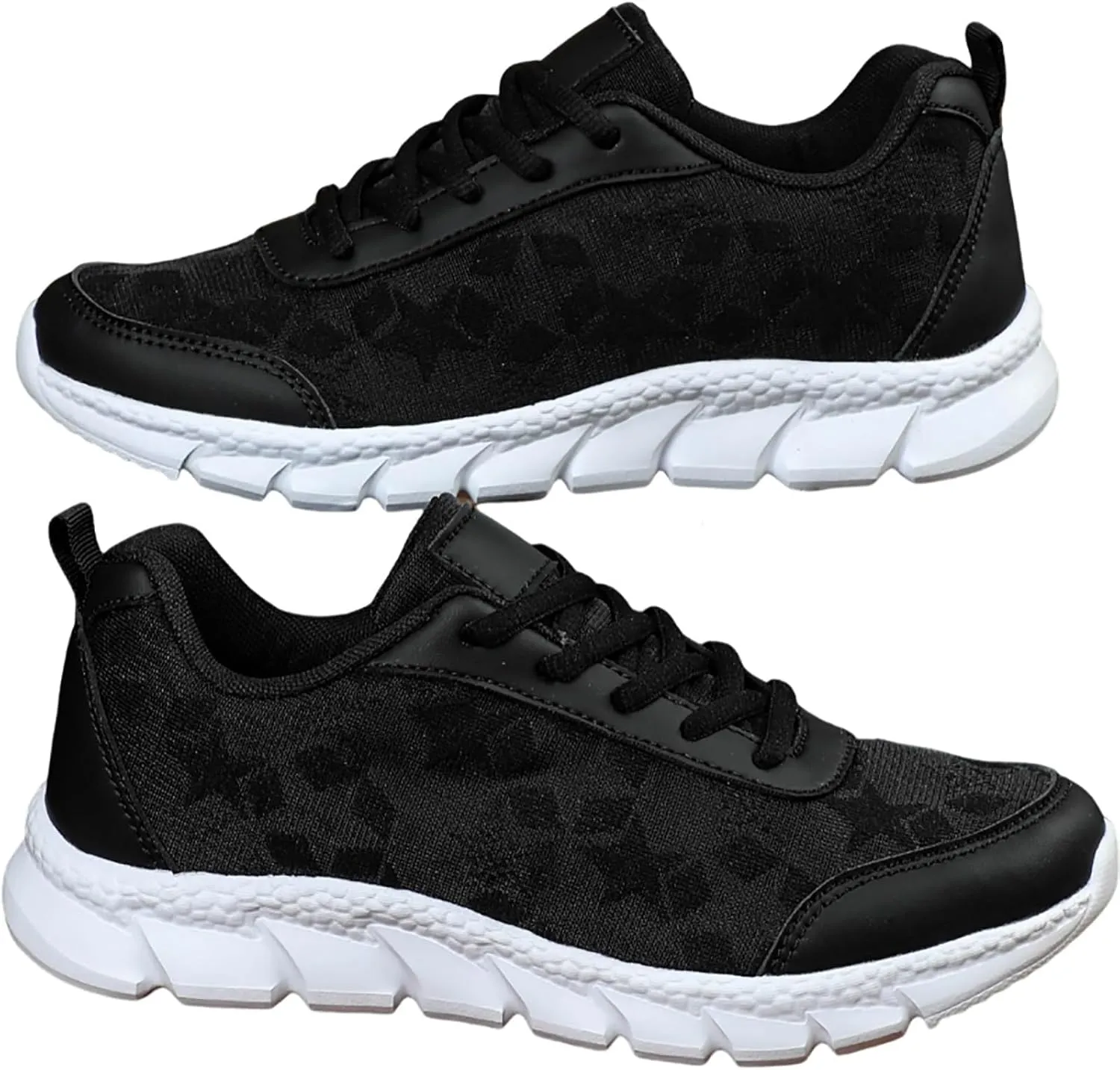 Women's Luxurious Orthopedic Sneakers, Hollow Breathable Mesh Casual Lace Up Mesh Lightweight Running Shoes (43,Black)
