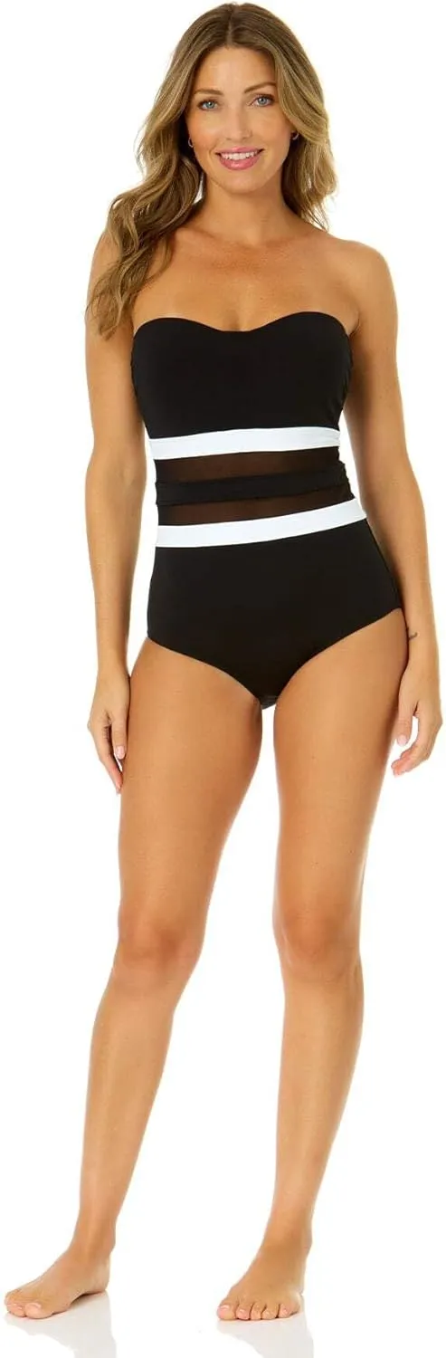 Women's Mesh Around Mesh Strapless One Piece