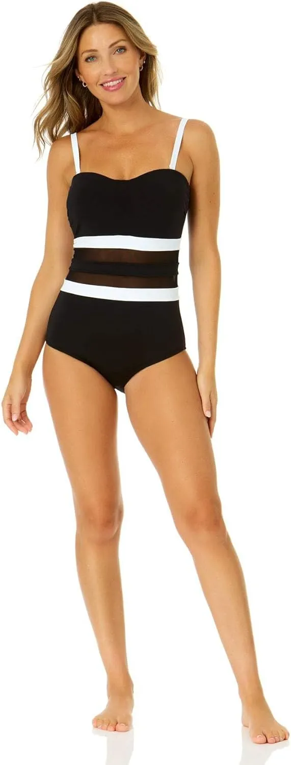 Women's Mesh Around Mesh Strapless One Piece