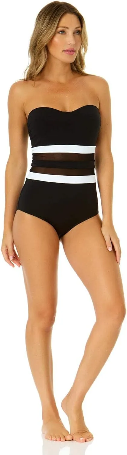 Women's Mesh Around Mesh Strapless One Piece