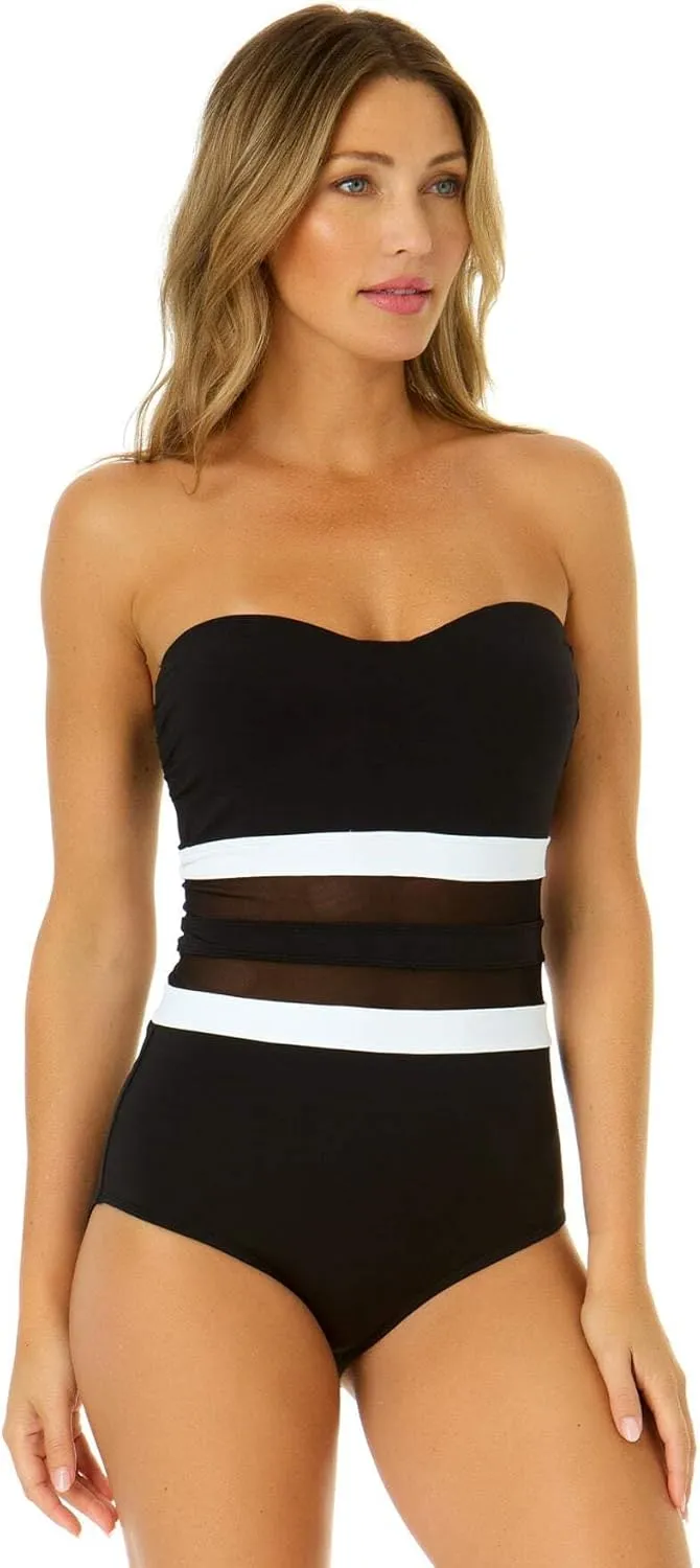 Women's Mesh Around Mesh Strapless One Piece