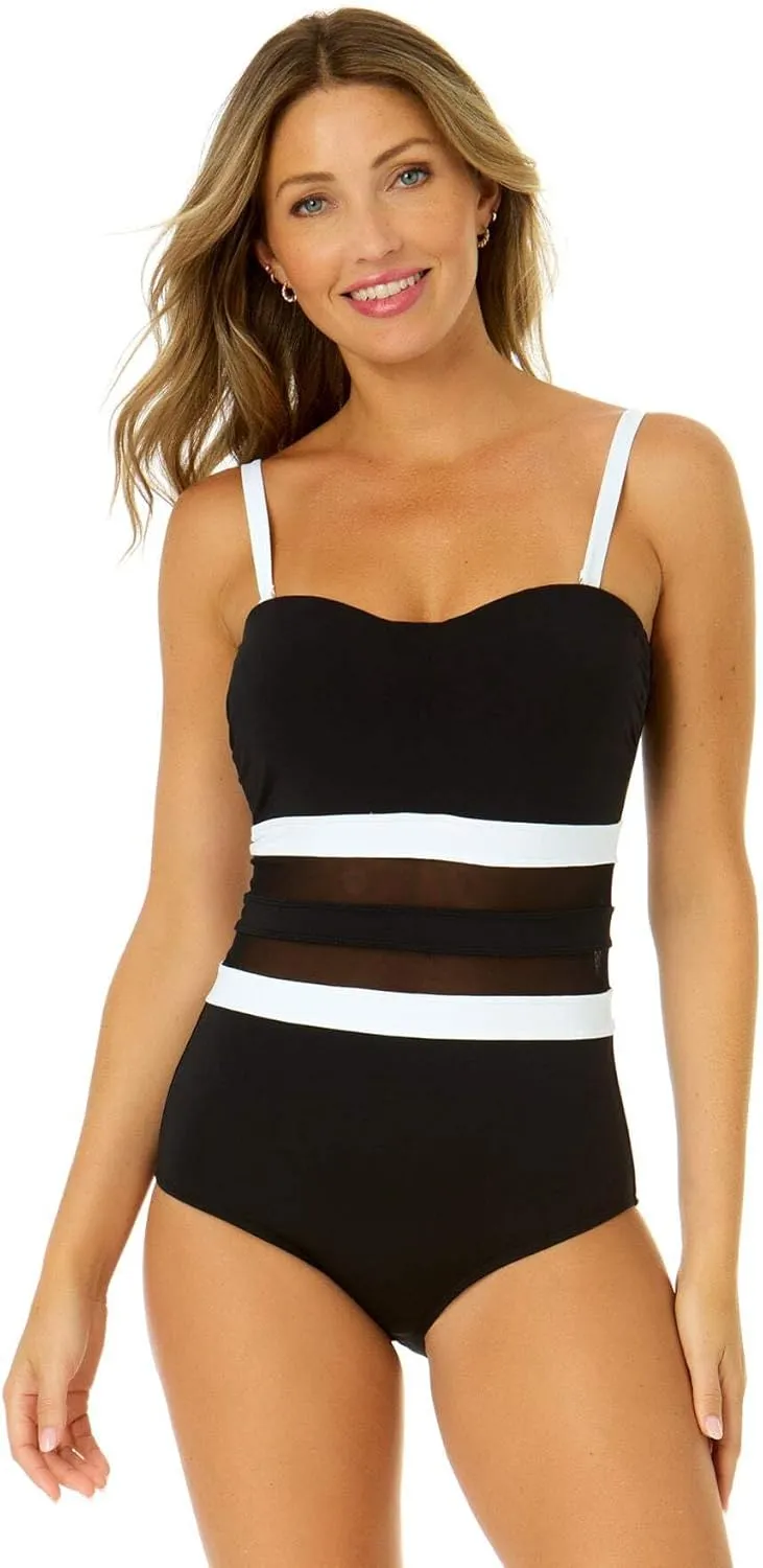 Women's Mesh Around Mesh Strapless One Piece