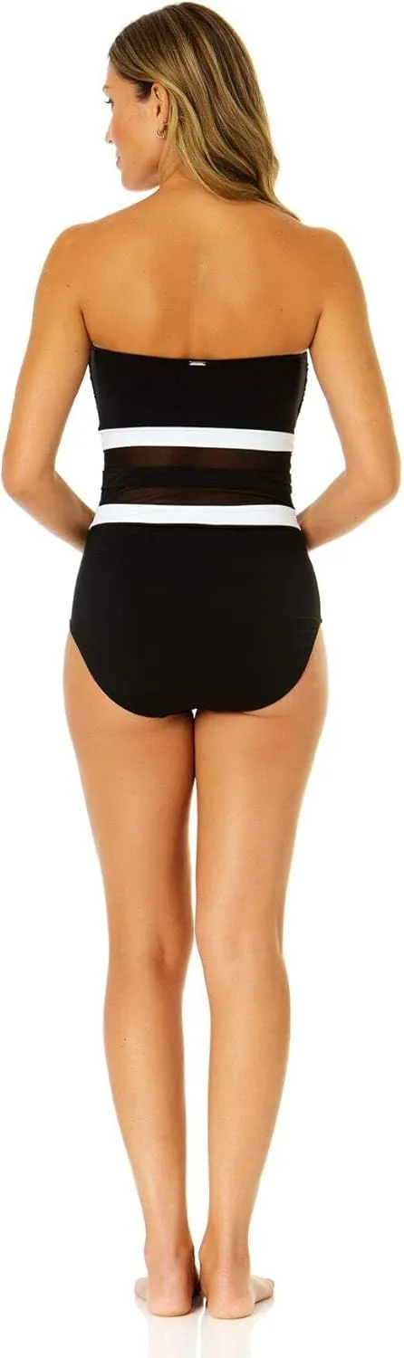 Women's Mesh Around Mesh Strapless One Piece