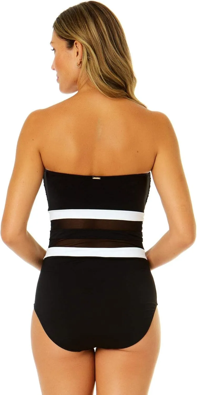 Women's Mesh Around Mesh Strapless One Piece