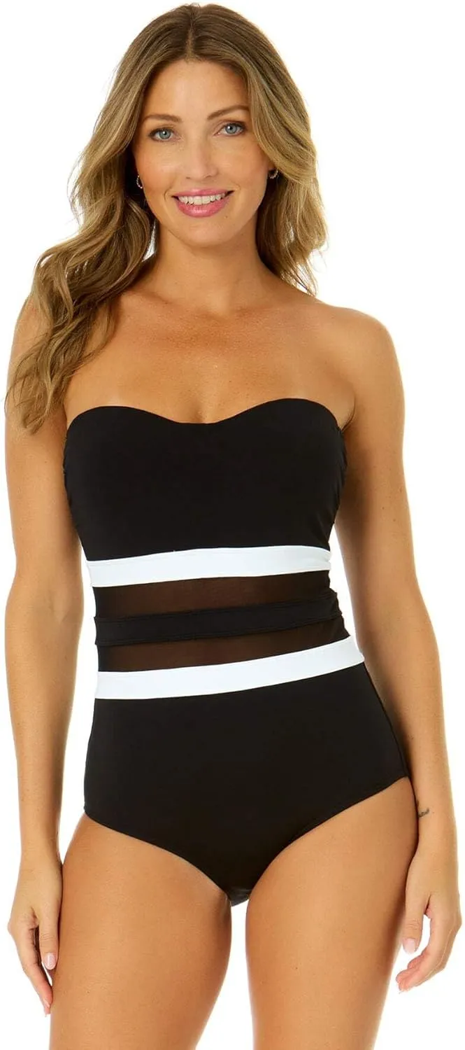 Women's Mesh Around Mesh Strapless One Piece