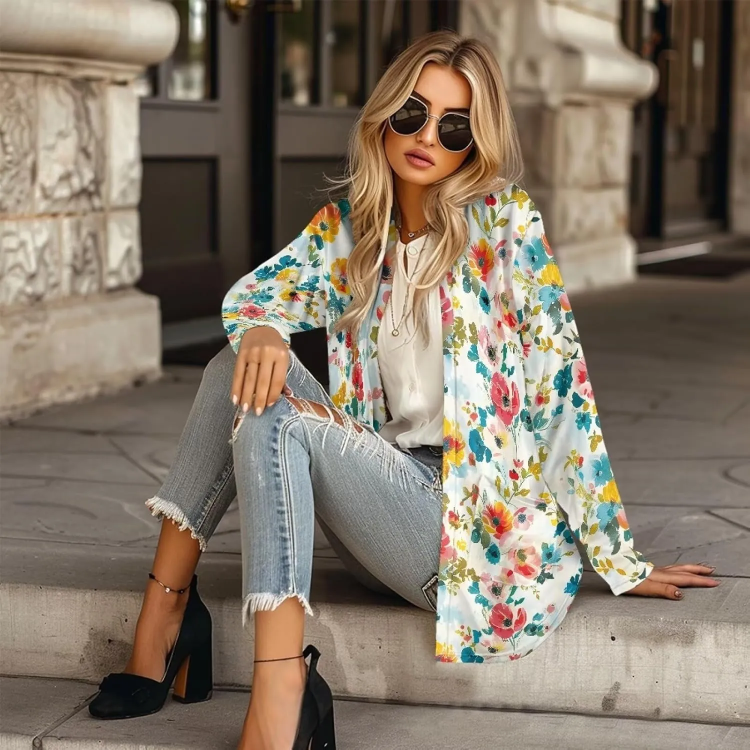 Womens Open Front Cardigan Casual Long Cardigans Long Sleeve Lightweight Jacket Tops Fall Outfit with Pockets