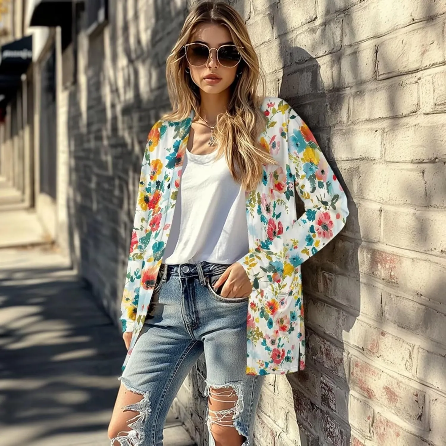 Womens Open Front Cardigan Casual Long Cardigans Long Sleeve Lightweight Jacket Tops Fall Outfit with Pockets