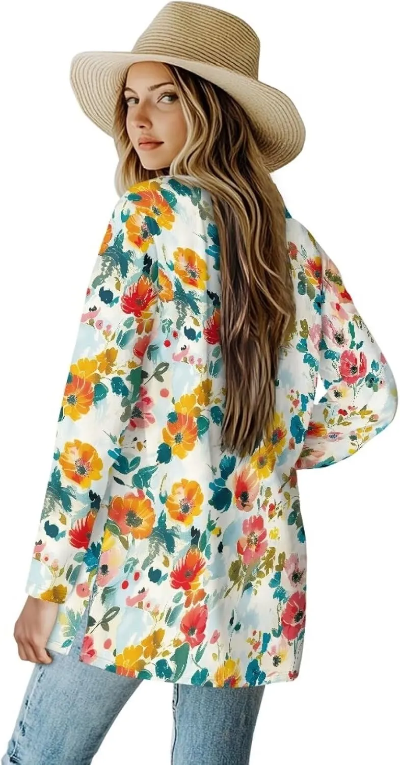 Womens Open Front Cardigan Casual Long Cardigans Long Sleeve Lightweight Jacket Tops Fall Outfit with Pockets