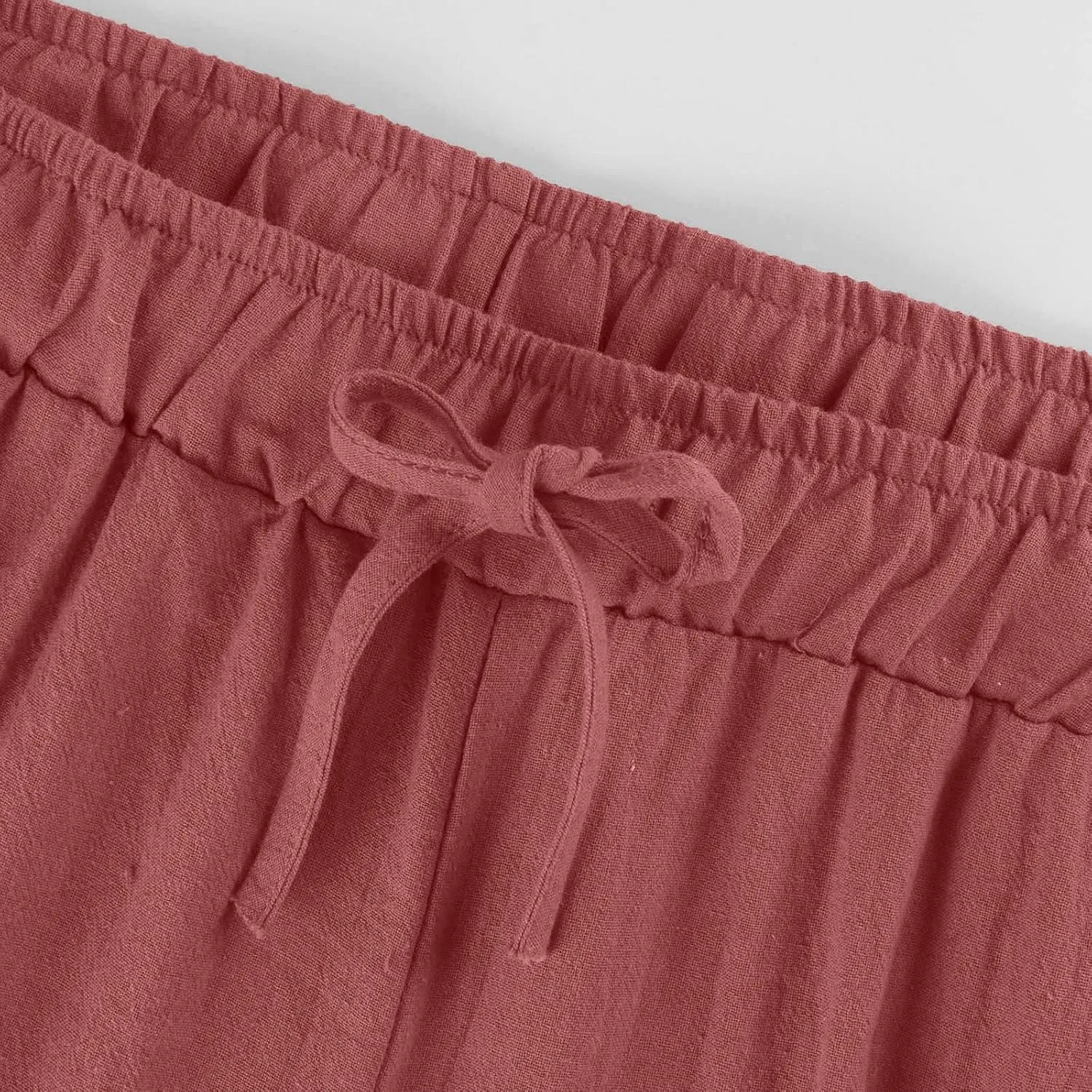 Women's Pants Casual Elastic Waist Drawstring Sumemr Pants Straight Wide Leg High Waisted with Pockets Baggy Trousers