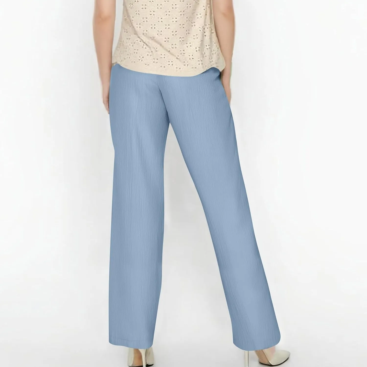 Women's Pants Elastic Waist Drawstring Sumemr Pants Straight Wide Leg High Waisted with Pockets Comfy Slacks Clothes