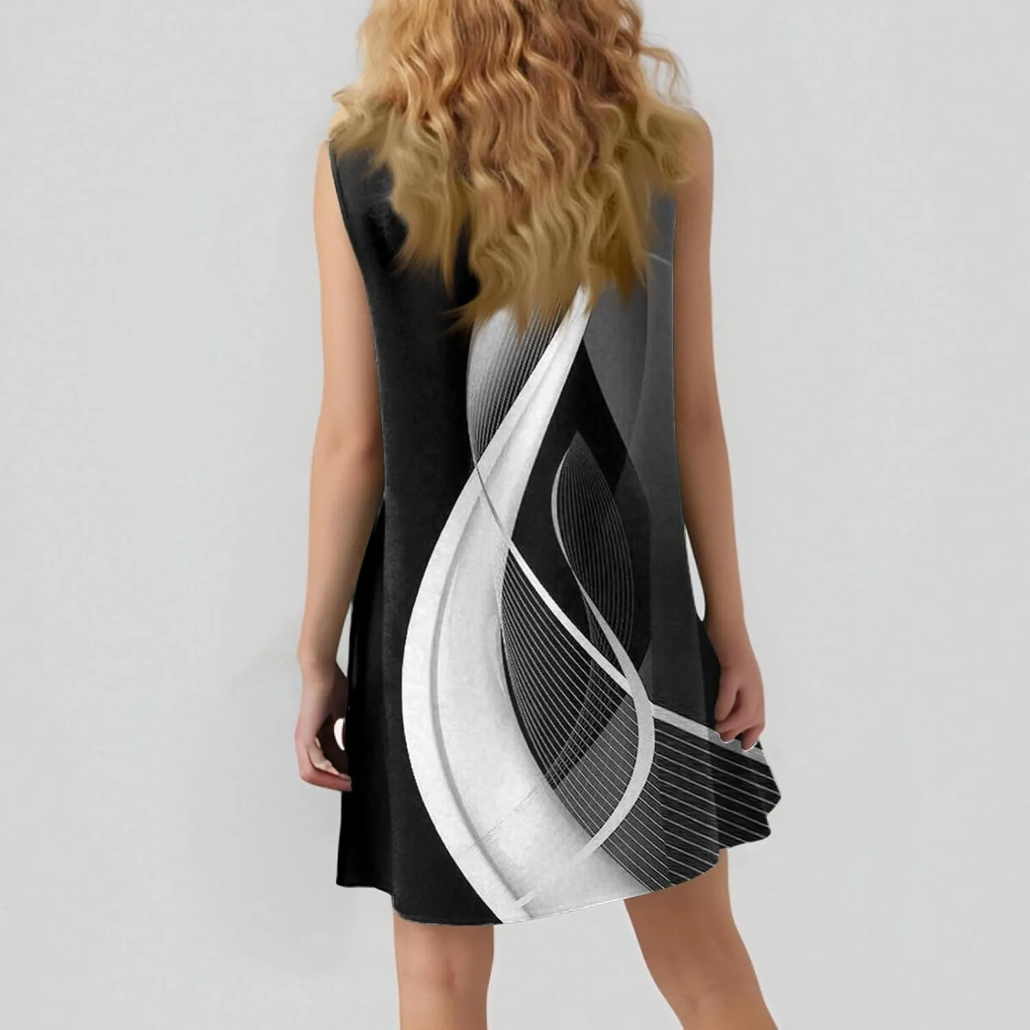 Women's Ruffle Hem Tank Dress Sleeveless Dress for Women Round Neck Casual Smock Summer Mini Dresses