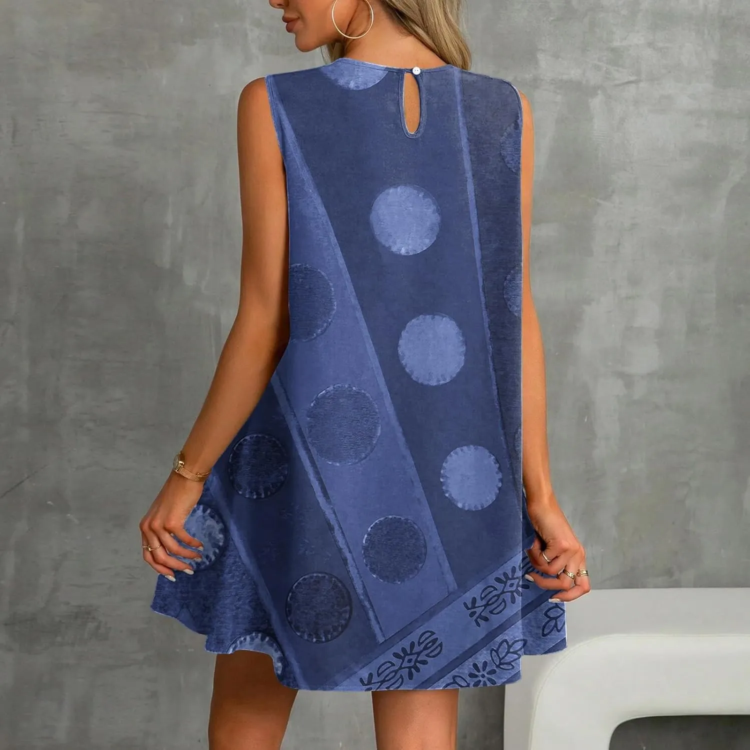 Women's Ruffle Hem Tank Dress Sleeveless Dress for Women Round Neck Casual Smock Summer Mini Dresses
