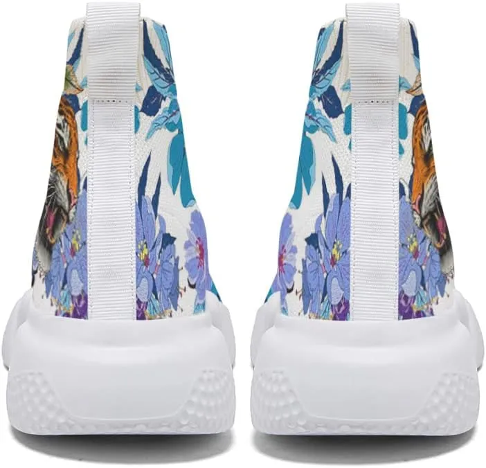 Women's Running Shoes Lightweight Breathable Walking Shoes Flower Tiger Non Slip Athletic Fashion Sneakers Mesh Workout Casual Sports