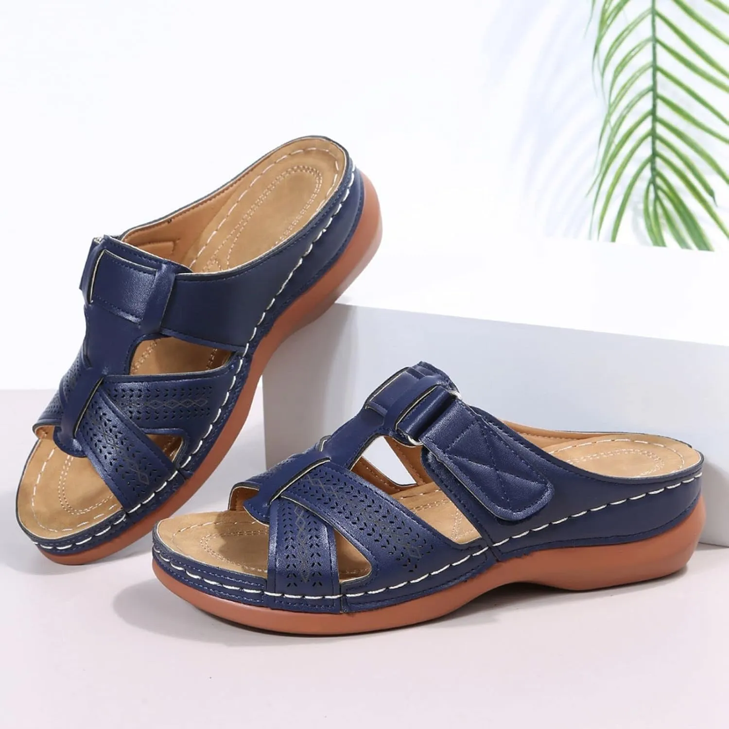 Womens Sandals Wedge Comfortable Orthopedic Wedge Sandals Slip on Platform Sandals Summer Stylish Slippers
