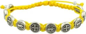 Woven Bracelet with 10 Saint Benedict Medal Beads | Great Catholic Gift for First Communion and Confirmation | Adjustable for Comfortable Fit | Stylish Religious Accessory