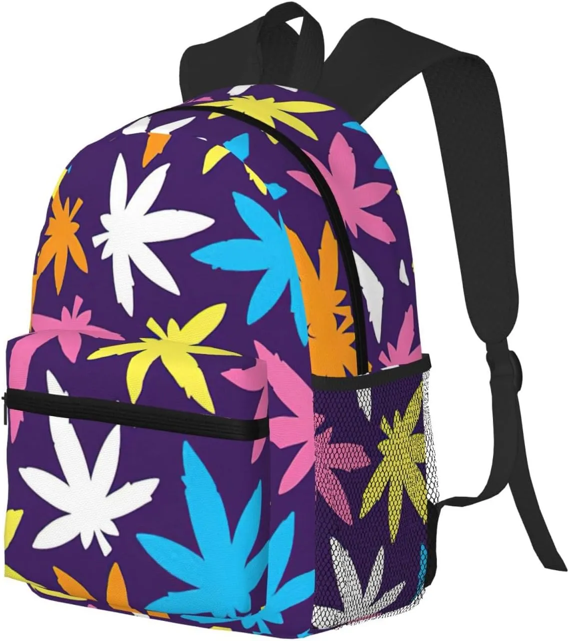 WURTON Bright Colorful Weed Pattern Print Backpacks Casual,Pacious Compartments,Work,Travel,Outdoor Activities Unisex Daypacks