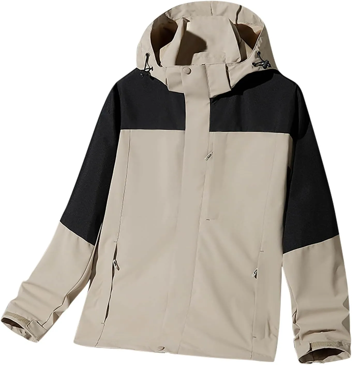 XUNRYAN Men's Lightweight Windbreaker Rain Jacket Raincoat Hooded Outdoor Coat with Pockets Biking Hiking Fishing Activewear