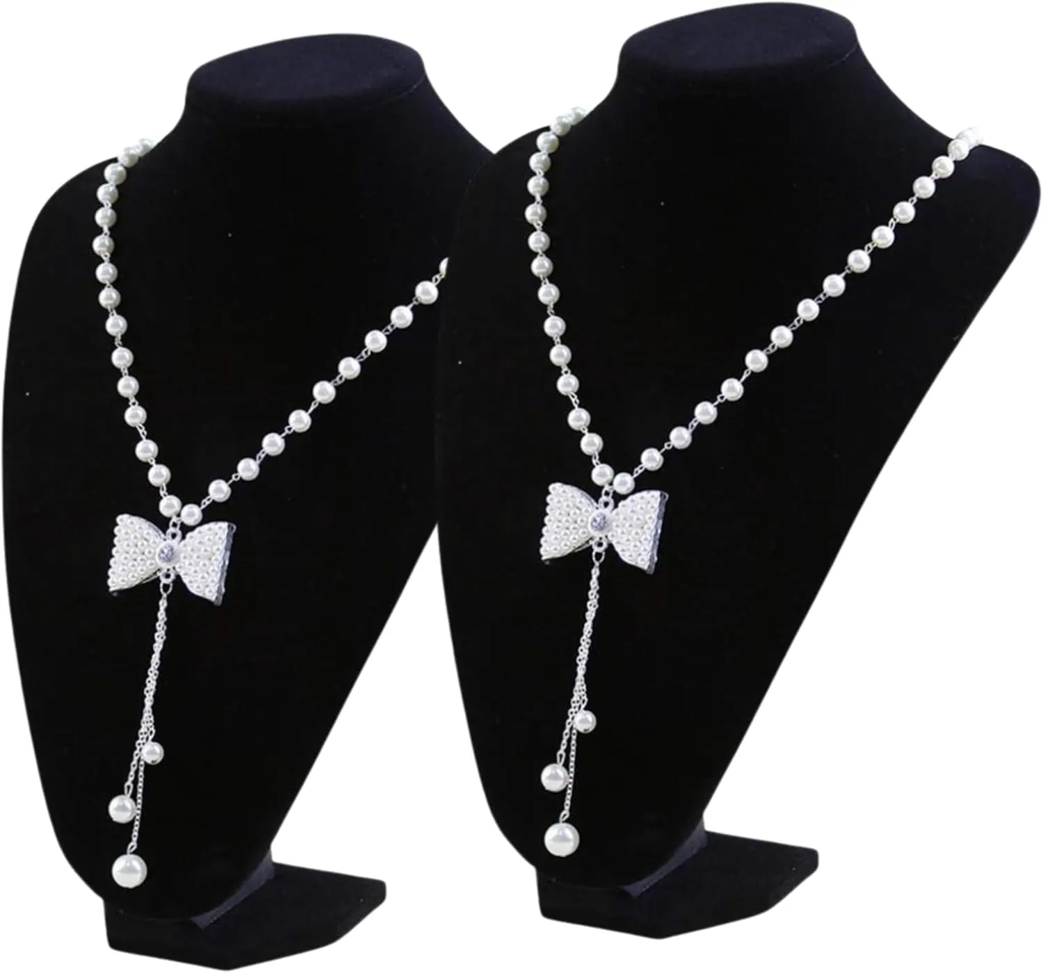 YAN & HIN 2pcs 29cm Black Velvet Necklace Holder, Jewelry Organizer Holder For Women, Mannequin Bust Jewelry Organizer Displays for Shop Event Shows (Black Velvet, 21 x 29 cm)