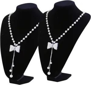 YAN & HIN 2pcs 29cm Black Velvet Necklace Holder, Jewelry Organizer Holder For Women, Mannequin Bust Jewelry Organizer Displays for Shop Event Shows (Black Velvet, 21 x 29 cm)
