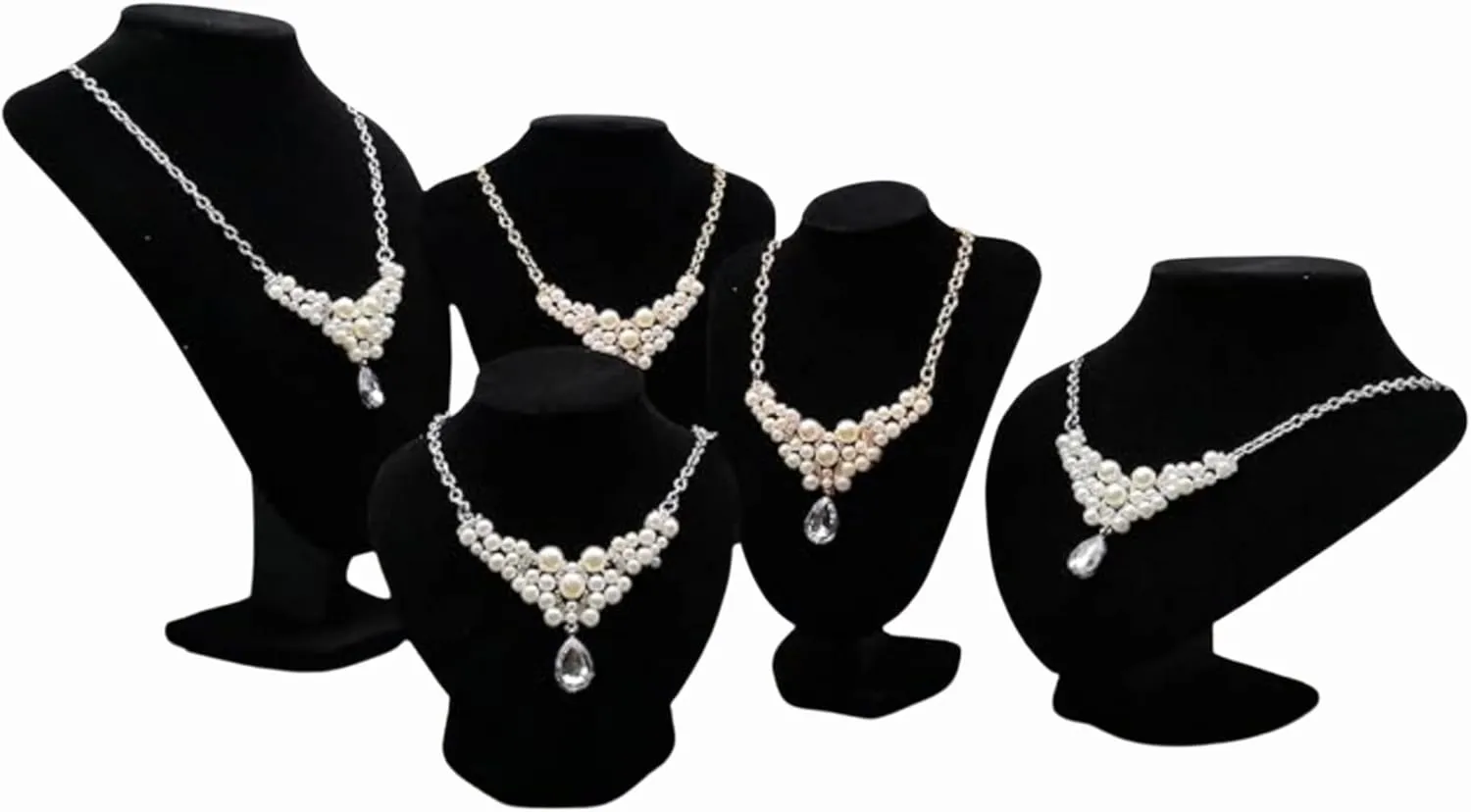 YAN & HIN 2pcs 29cm Black Velvet Necklace Holder, Jewelry Organizer Holder For Women, Mannequin Bust Jewelry Organizer Displays for Shop Event Shows (Black Velvet, 21 x 29 cm)