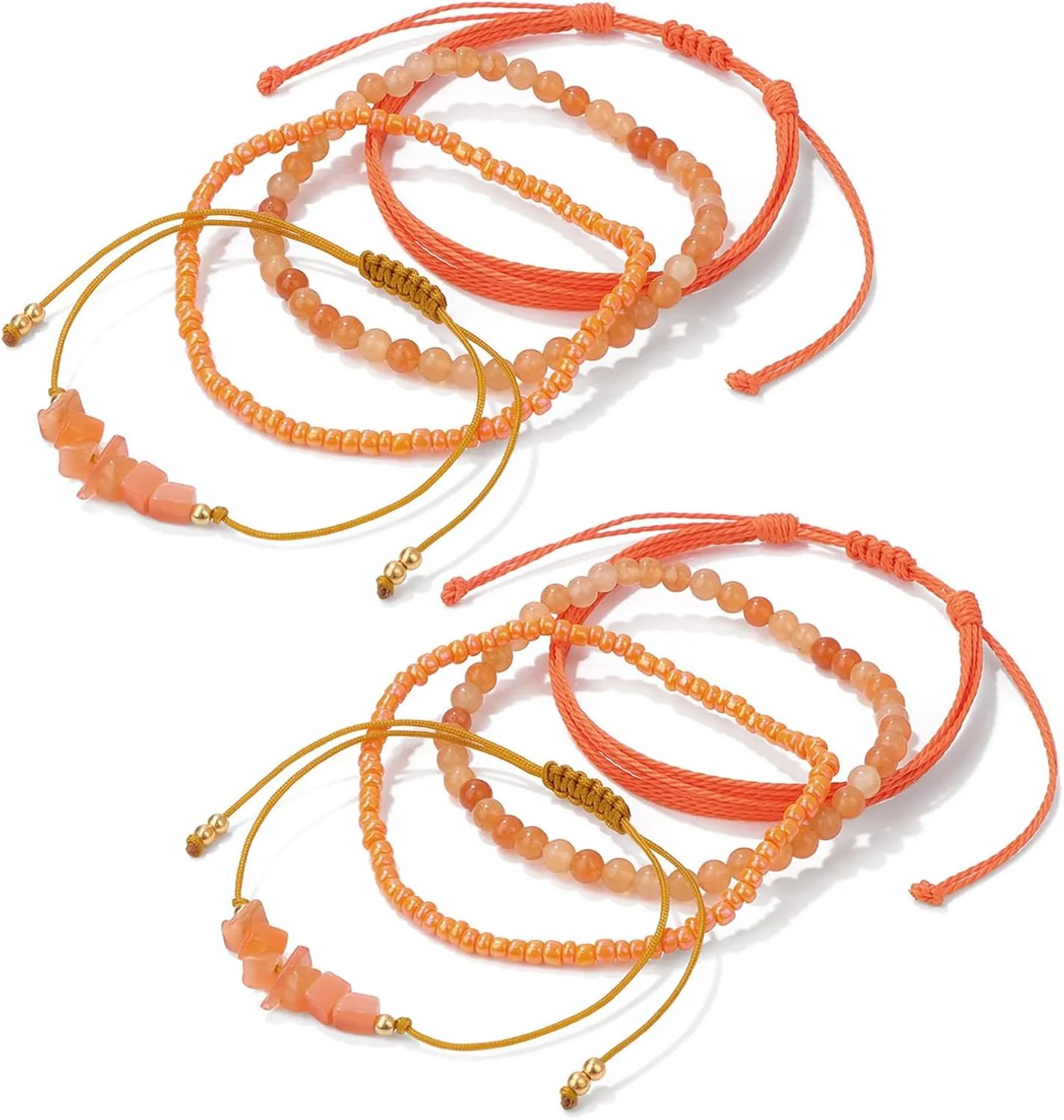 YBMYCM 8Pcs Natural Stone Bead Bracelets for Women Crystal Bracelet Bohemian Gemstone Bracelets Summer Woven Stretch String Bracelets Gift Jewelry