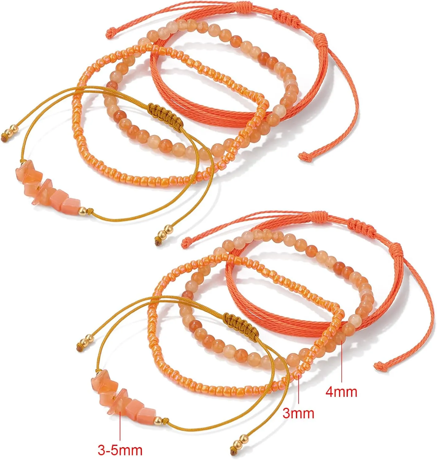 YBMYCM 8Pcs Natural Stone Bead Bracelets for Women Crystal Bracelet Bohemian Gemstone Bracelets Summer Woven Stretch String Bracelets Gift Jewelry