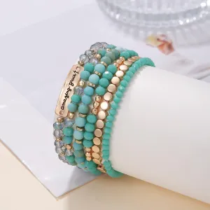 YIYUGEY Stylish And Beautiful Multi Layer Beaded Stackable Bracelet Faux Crystal Bible Christian Prayer Bracelet Set Stretch Chain Glitter for Women