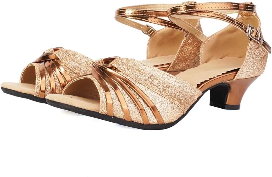 YKXLM Women's Ballroom Dance Shoes Professional Latin Dance Heels Practice Salsa Dance Dress Shoes,DY08
