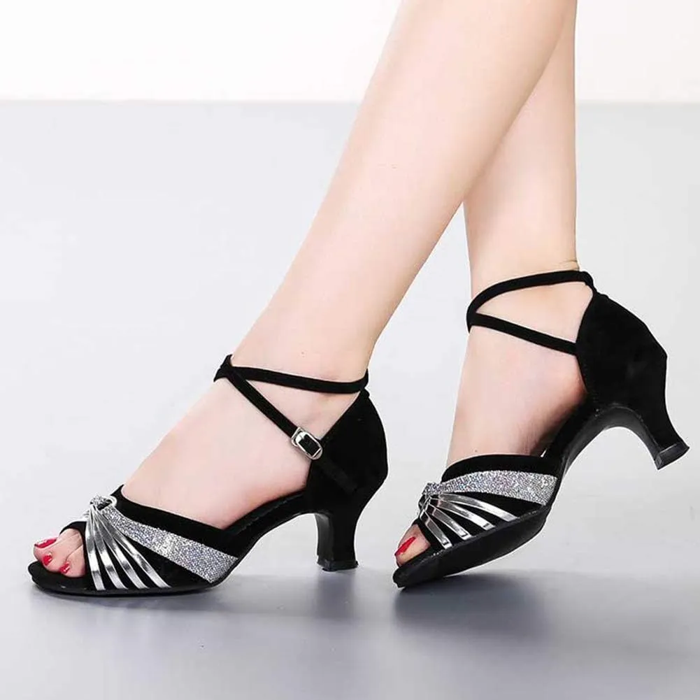 YKXLM Women's Ballroom Dance Shoes Professional Latin Dance Heels Practice Salsa Dance Dress Shoes,DY08