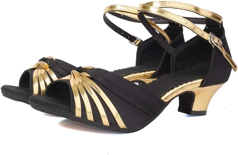 YKXLM Women's Ballroom Dance Shoes Professional Latin Dance Heels Practice Salsa Dance Dress Shoes,DY08