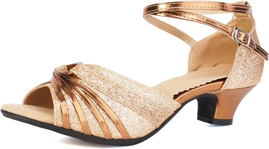 YKXLM Women's Ballroom Dance Shoes Professional Latin Dance Heels Practice Salsa Dance Dress Shoes,DY08